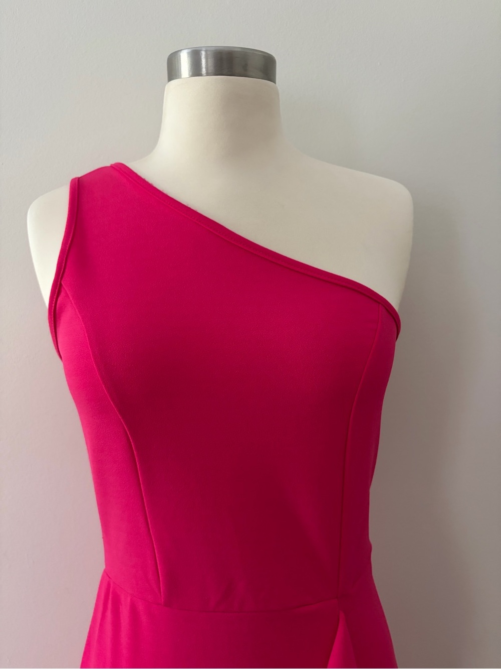 BTFBM One-Shoulder Fuchsia Ruffle Slit Dress S Barbiecore Modern Romance Hoco - Picture 5 of 12